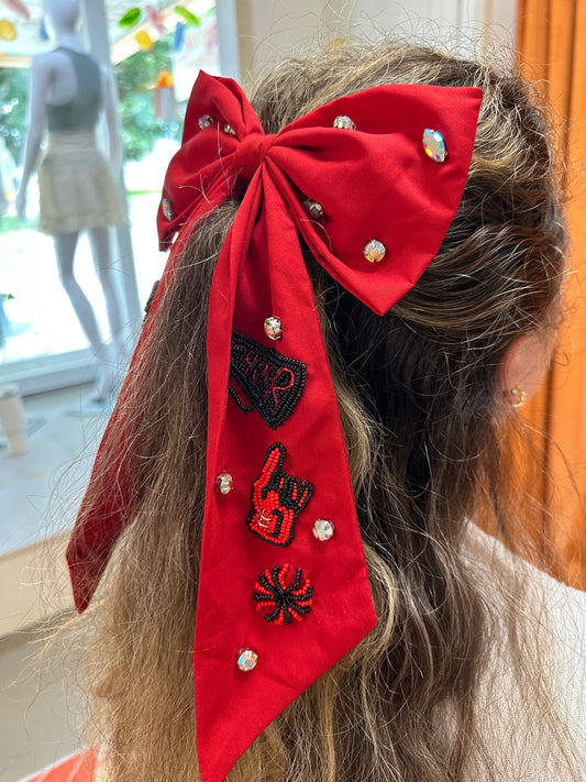 Game Day Red/Black Bow