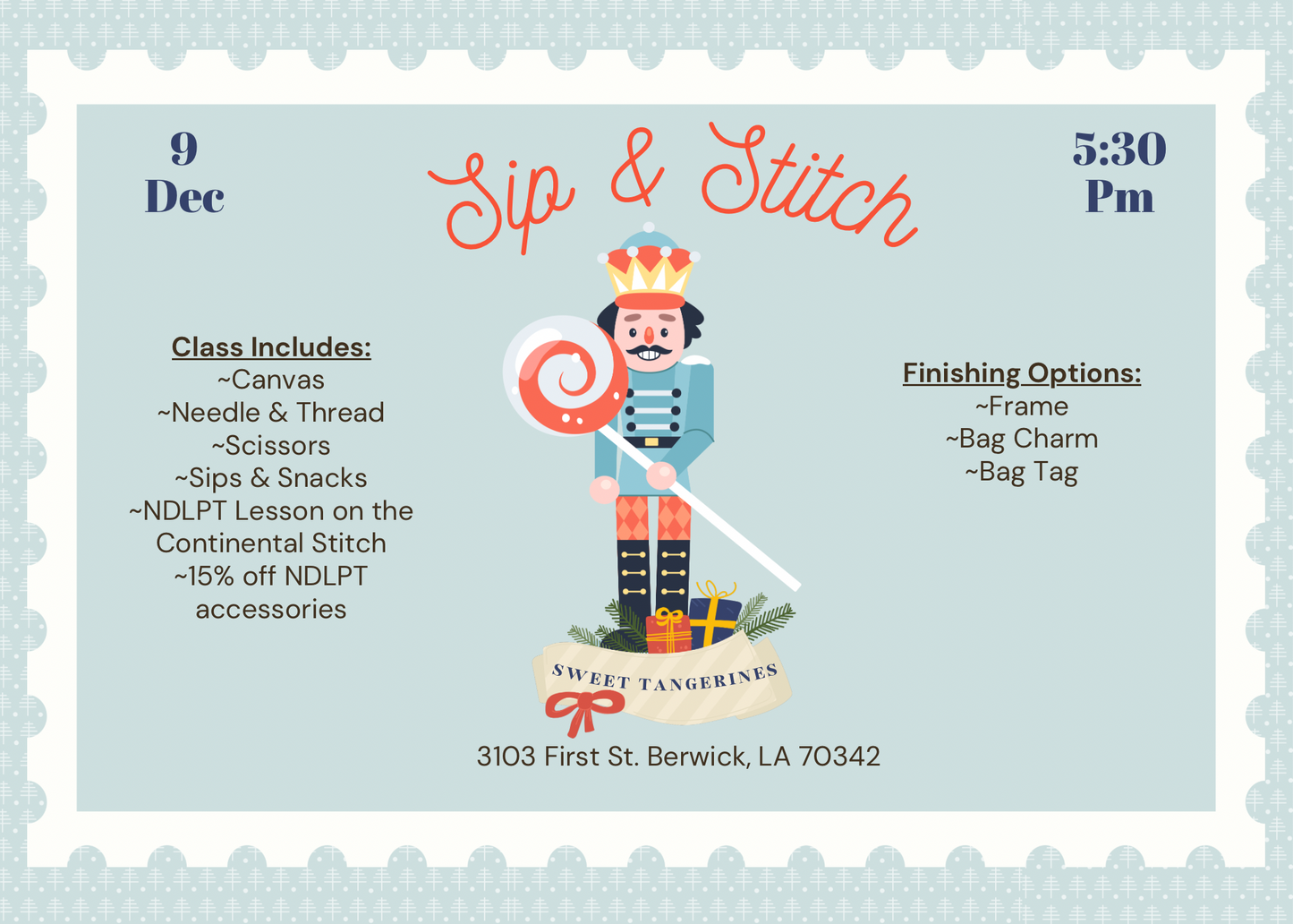 Sip & Stitch - Beginner Needlepoint Class