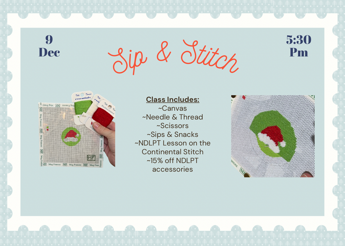 Sip & Stitch - Beginner Needlepoint Class