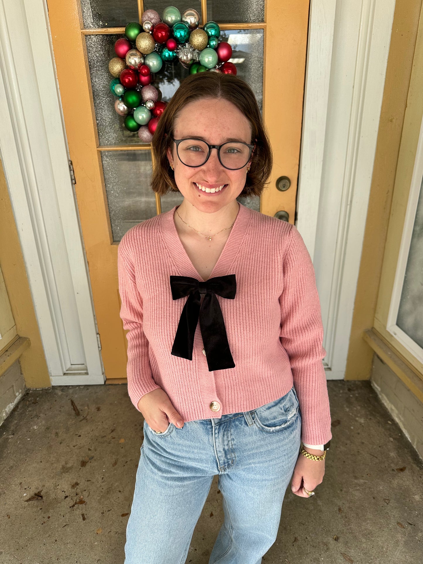 Velvet Bow Cardigan