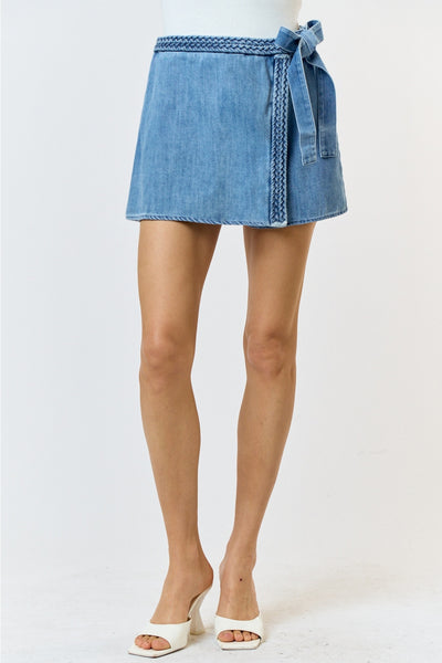 Braided Denim Skort