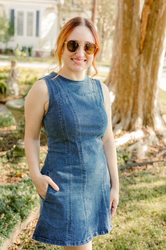 Round Neck Denim Dress