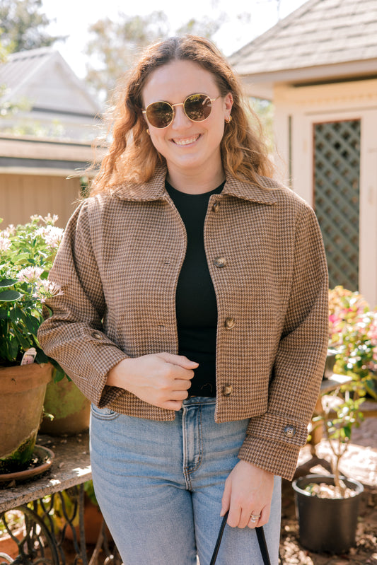 Houndstooth Cropped Jacket