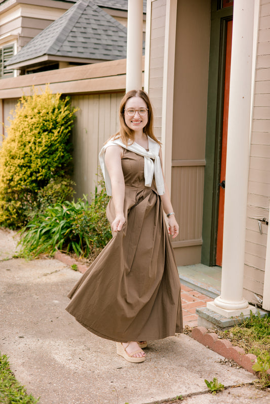 Stitch Front Pleated Dress