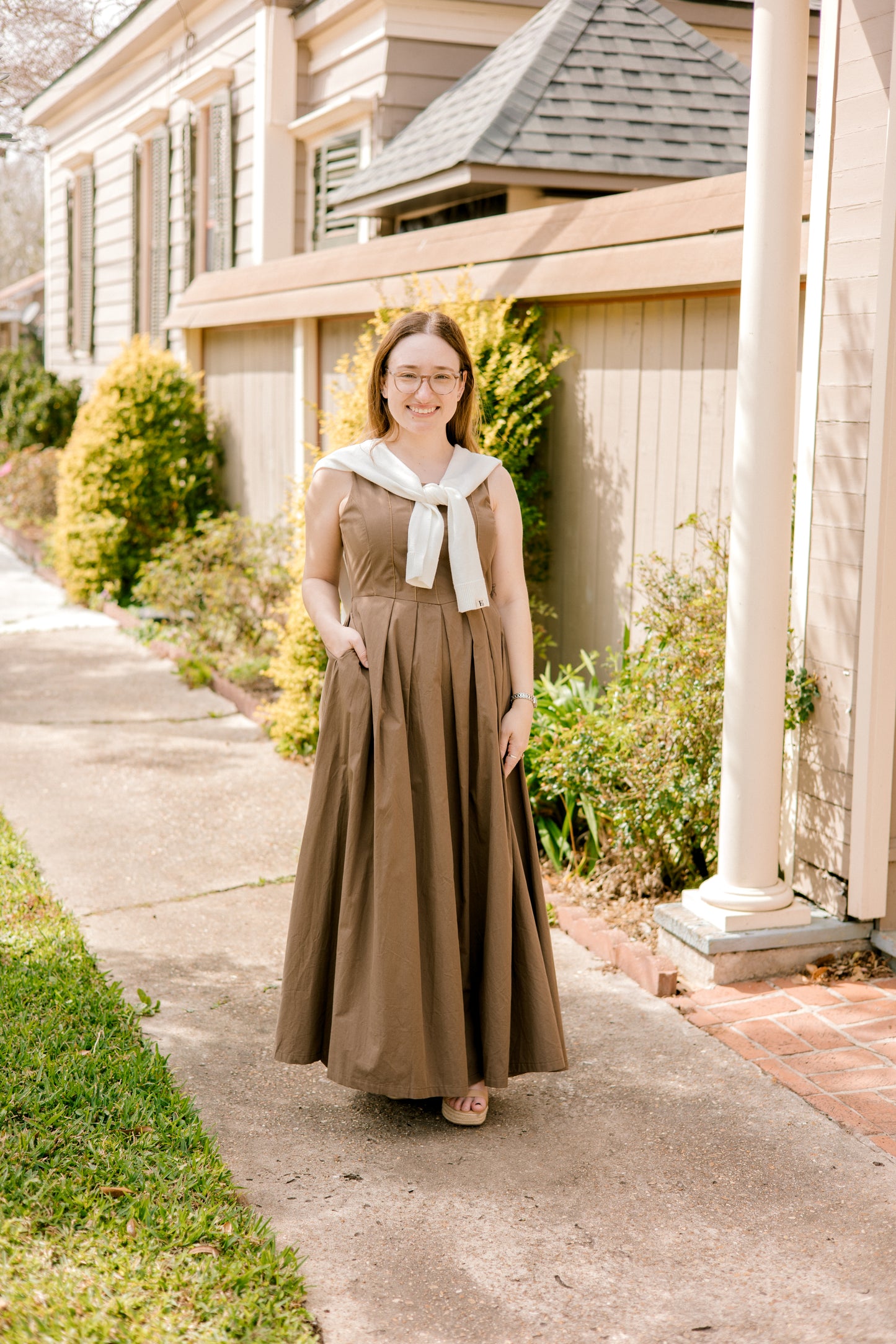 Stitch Front Pleated Dress