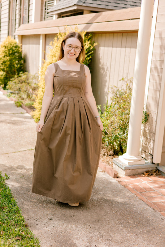 Stitch Front Pleated Dress