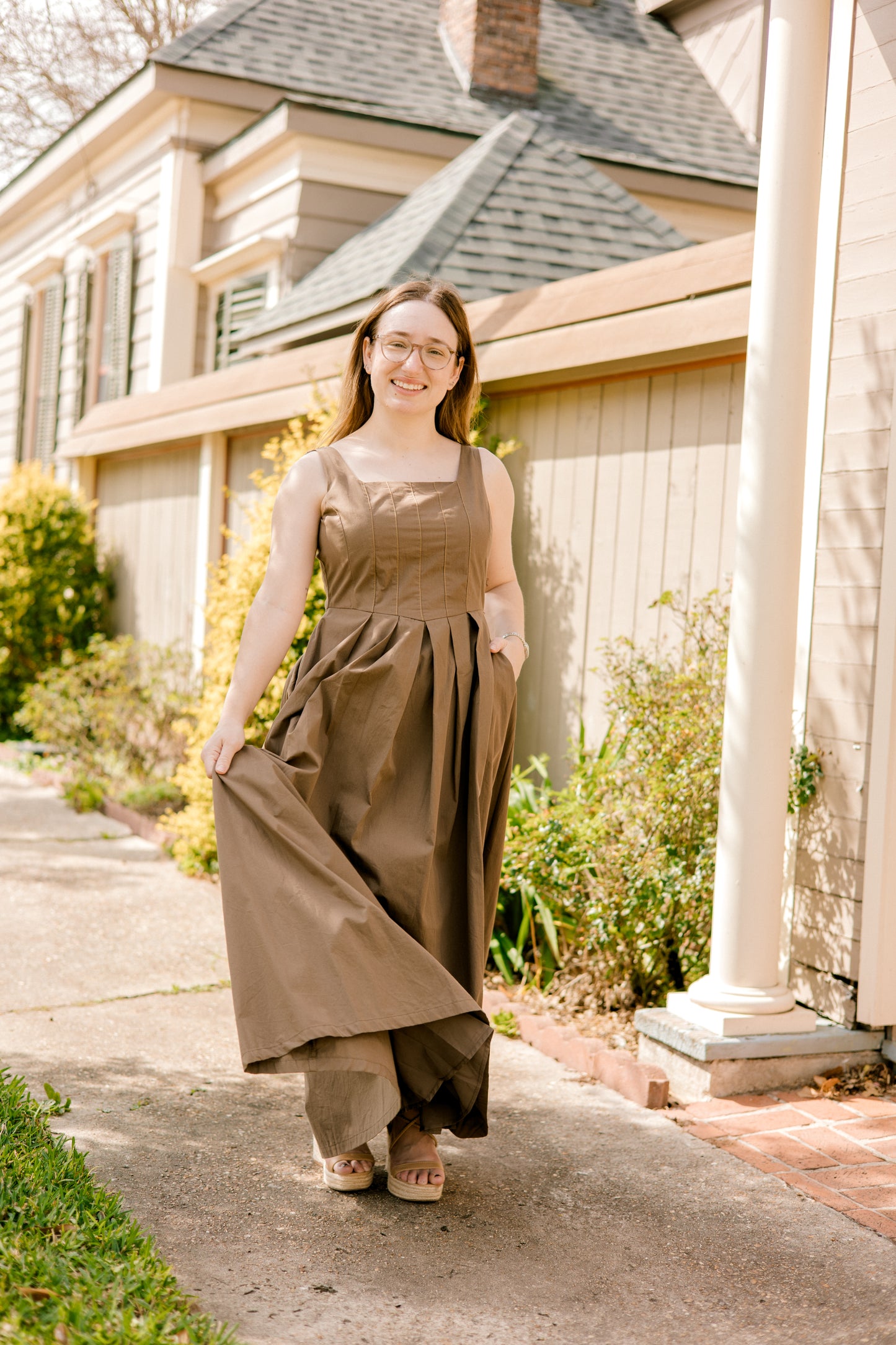 Stitch Front Pleated Dress