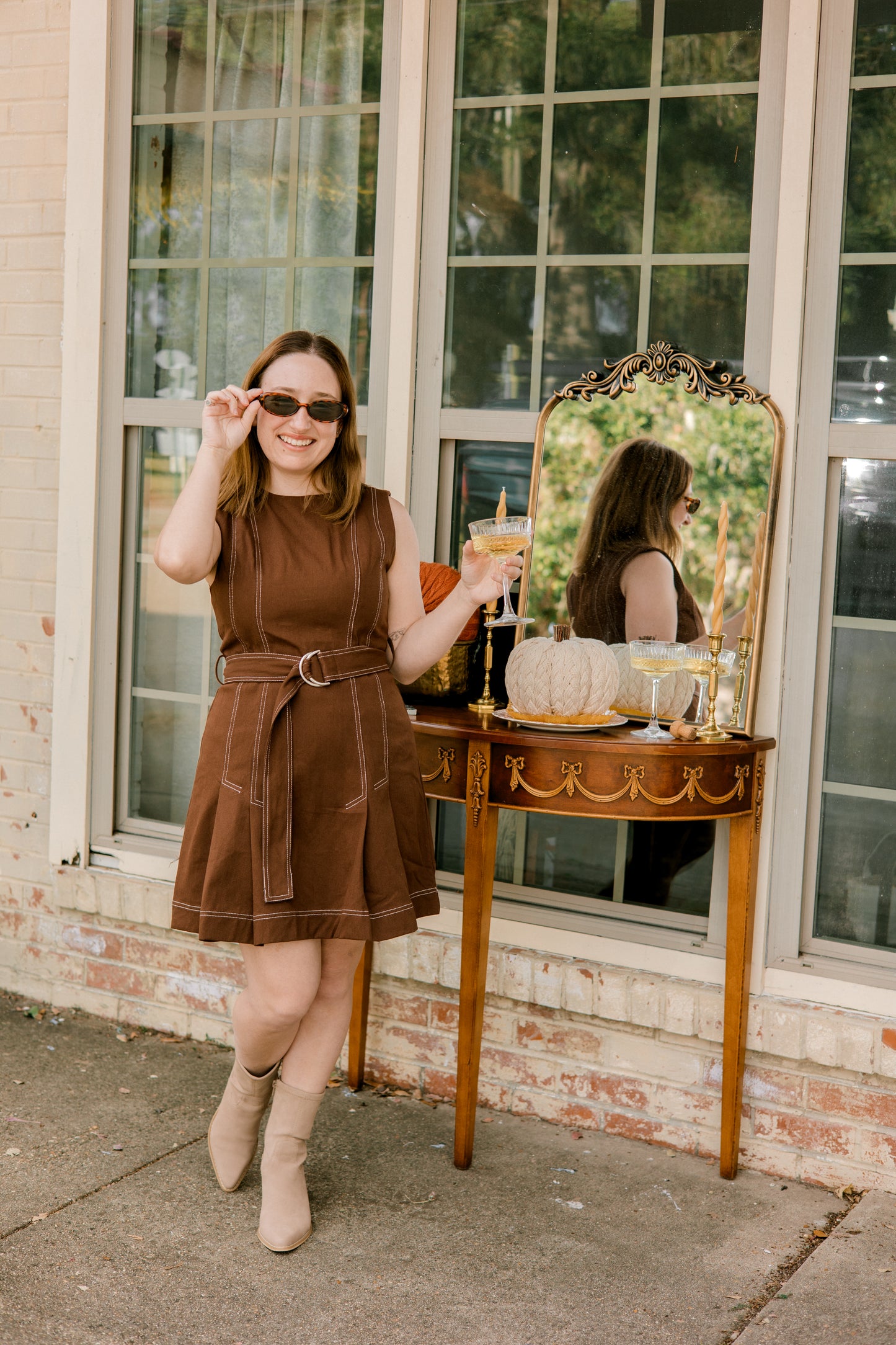 Topstitching Detail Dress