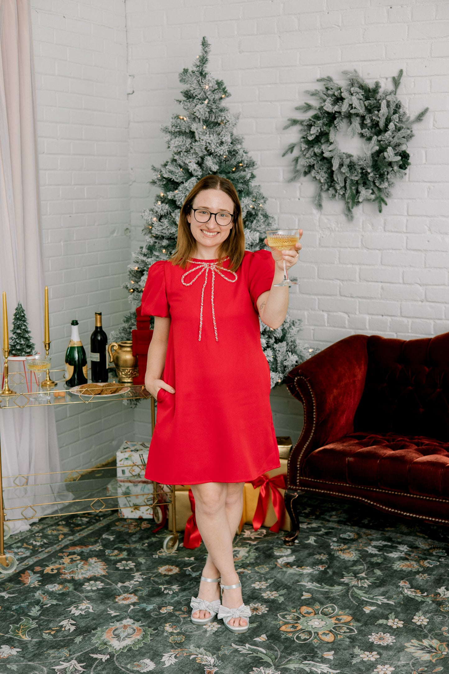 Crystal Bow Mini Dress