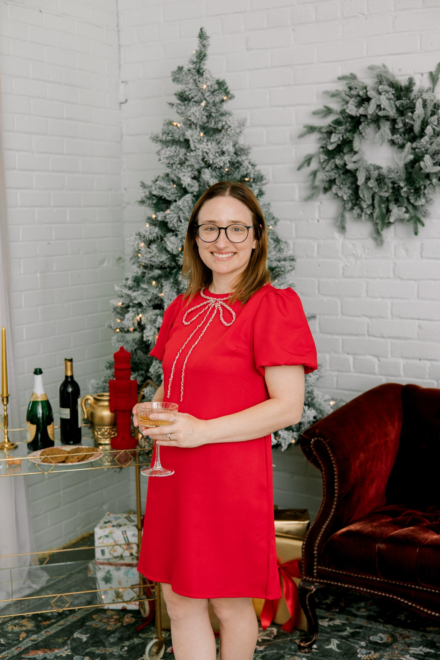 Crystal Bow Mini Dress