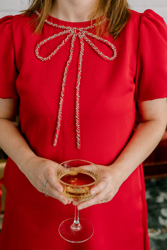 Crystal Bow Mini Dress