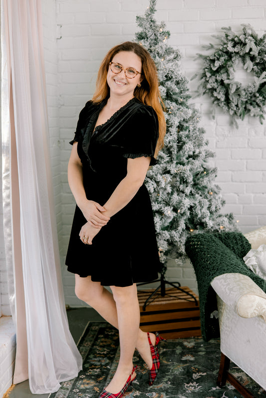 Holiday Black Velvet Dress
