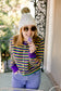 Mardi Gras Striped Button Cardigan Sweater – Color Block Knit