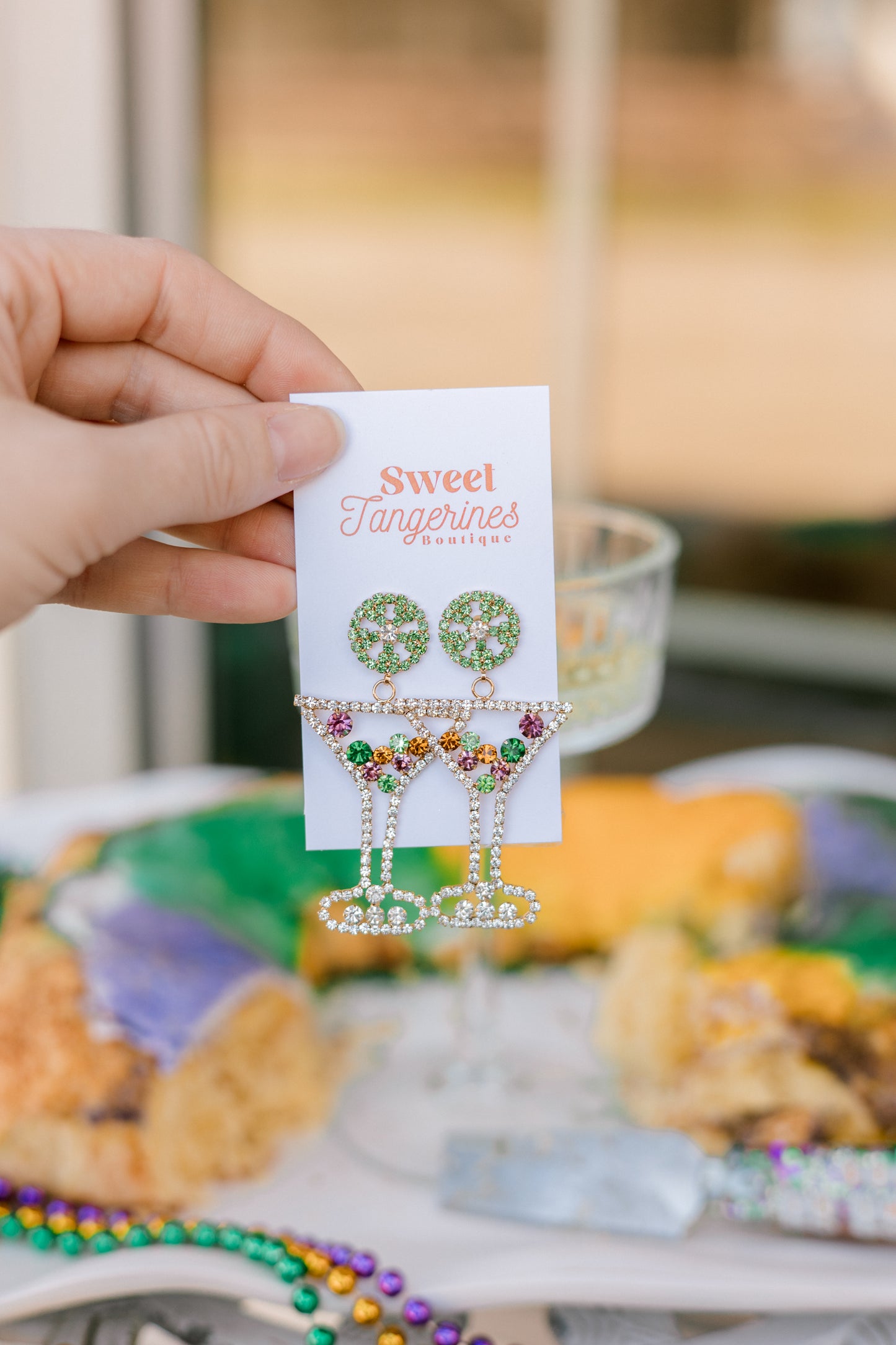 Mardi Gras Martini Earrings