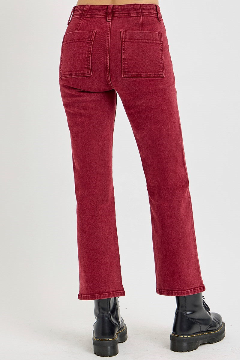 Wine Ankle Crop Jeans