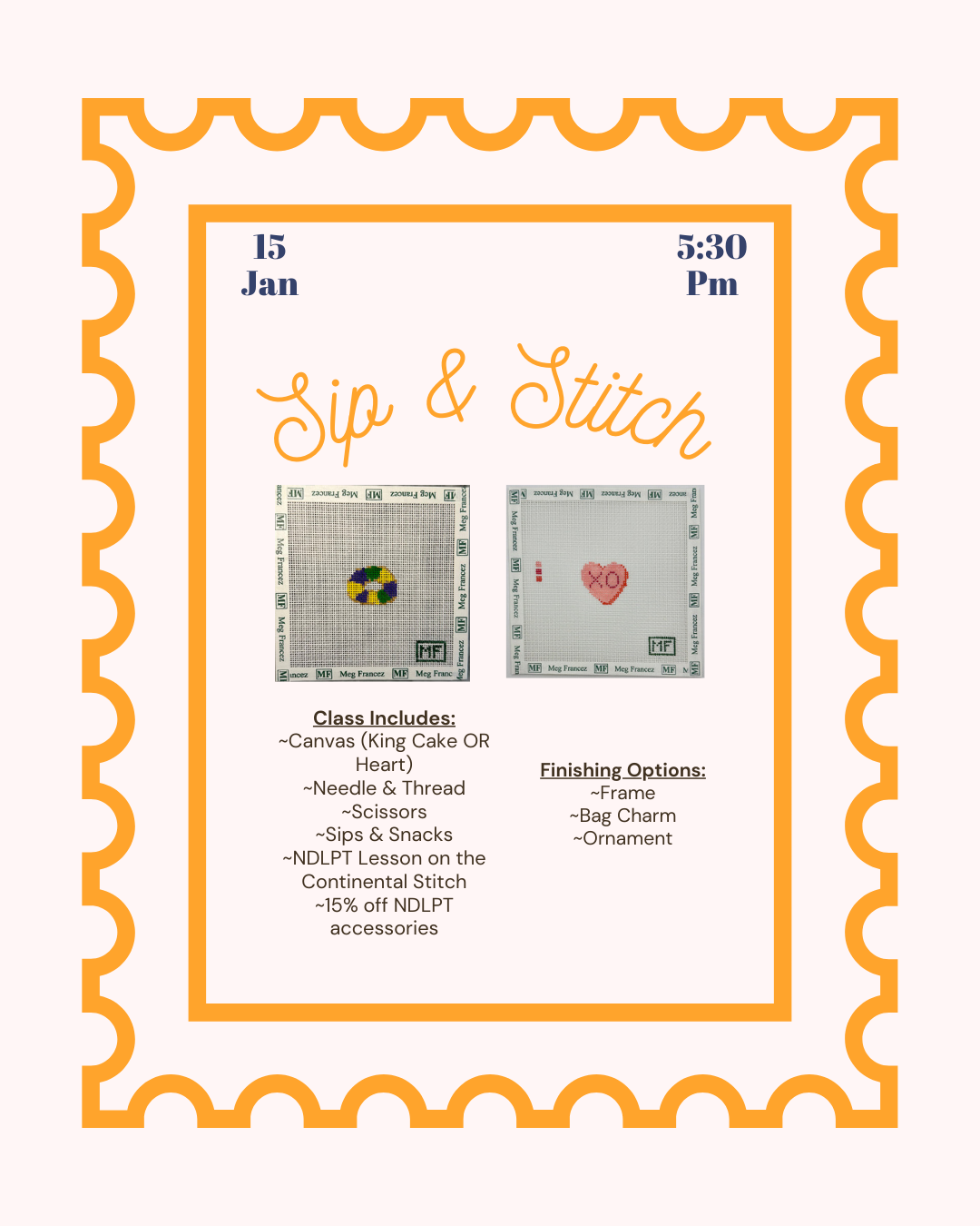 Sip & Stitch - Beginner Needlepoint Class