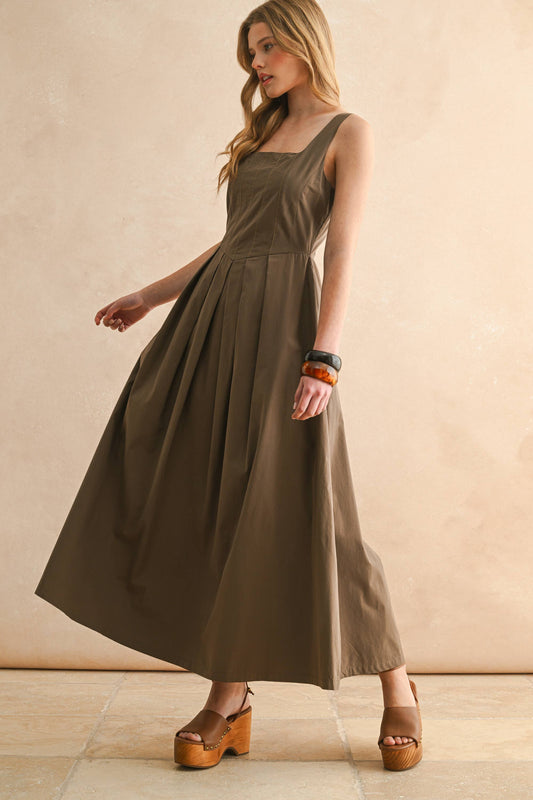 Stitch Front Pleated Dress