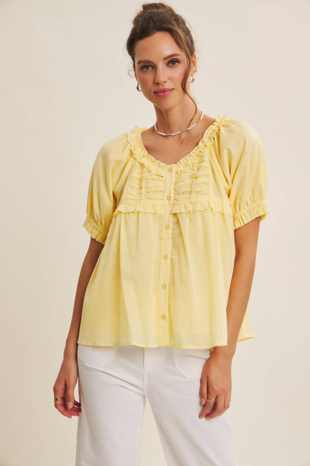 Delicate Ruffle Cotton Blouse