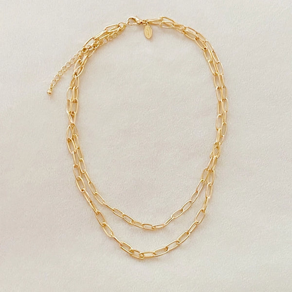 Double the gold chain link necklace