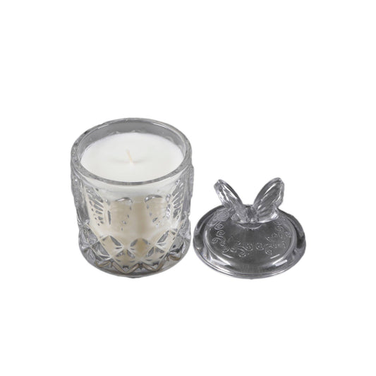 Glass Candle w Butterfly Lid Vanilla