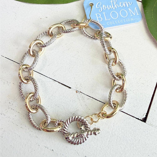 Mixed Metal Toggle Bracelet