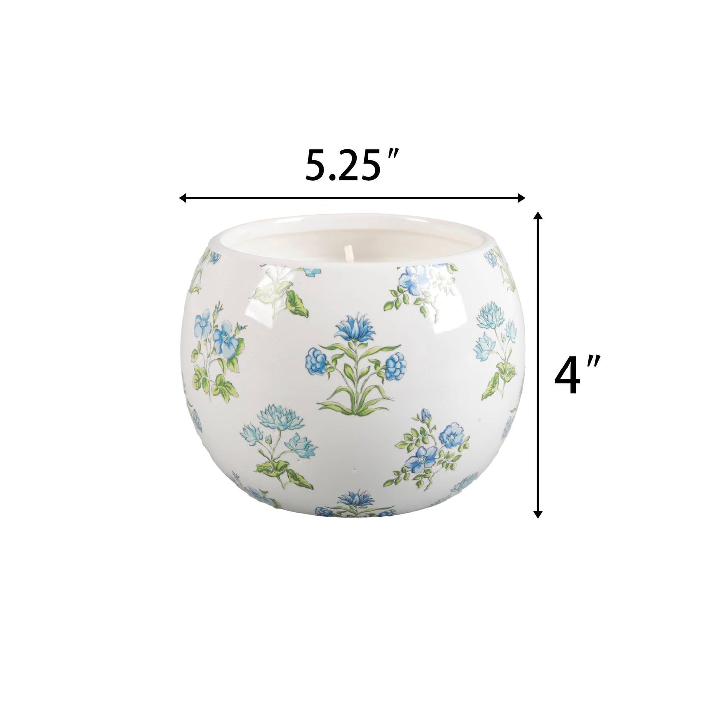 Ceramic Blue Floral Candle – Garden Terrace