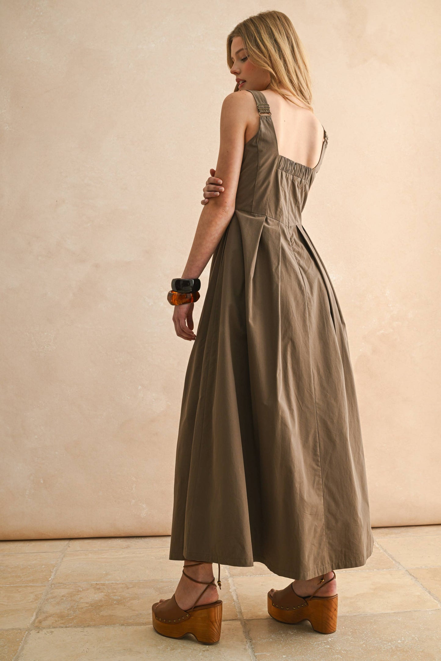 Stitch Front Pleated Dress