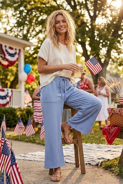 Relaxed Polka Dot Wide Leg Pants