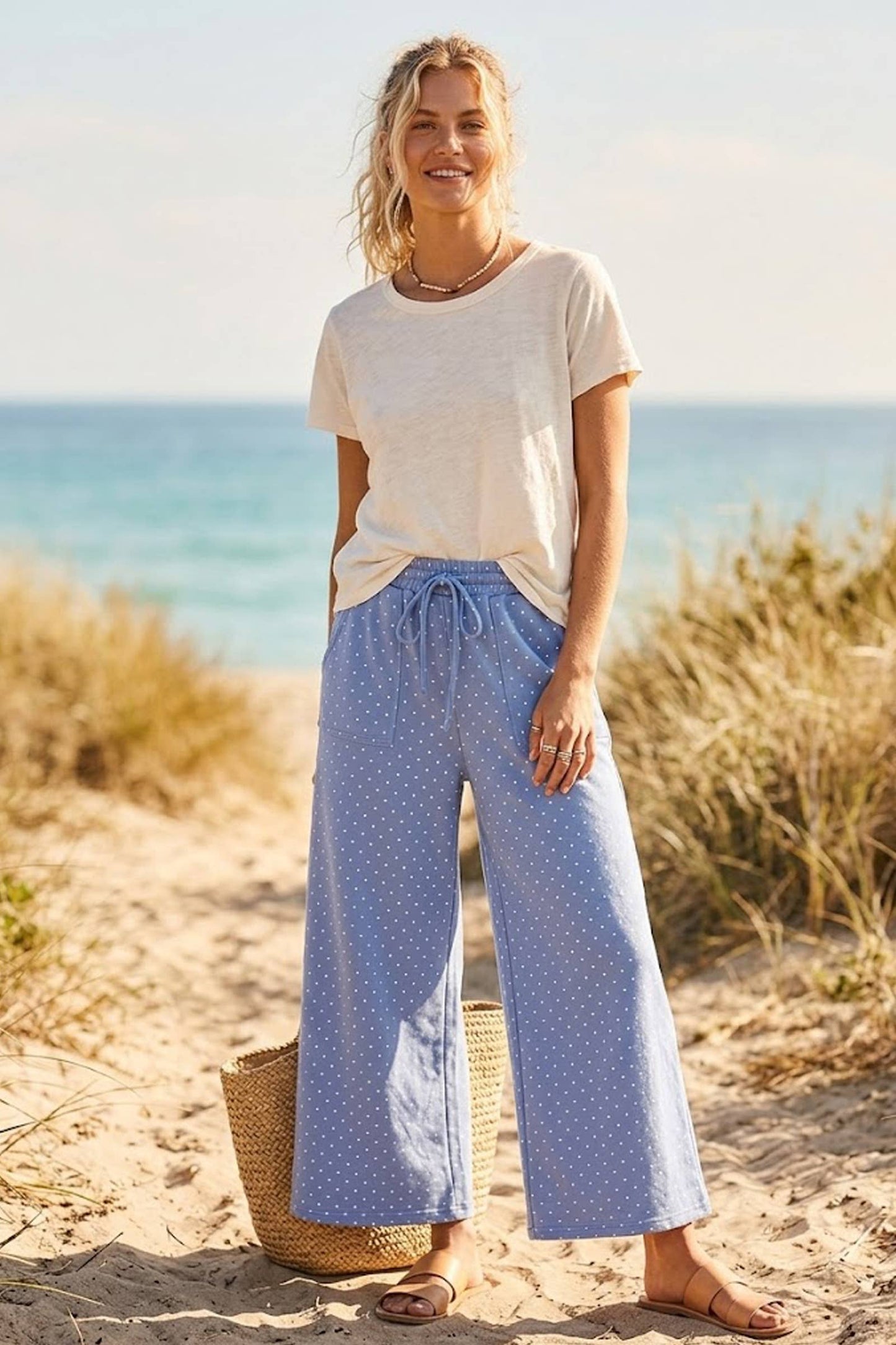 Relaxed Polka Dot Wide Leg Pants