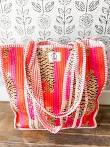 Pink and Orange Tiger Tote