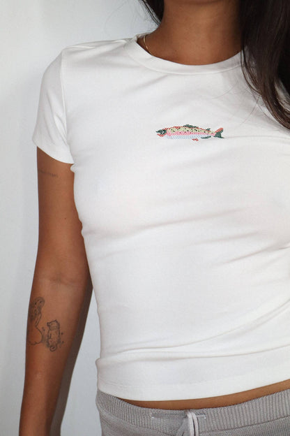 Fish Embroidered Baby Tee