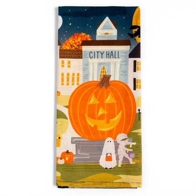 Haunted Nights & Ghostly Lights Halloween Tea Towel