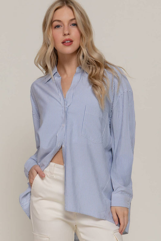 Long Sleeve Oversized Stripe Shirt