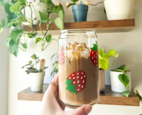 Strawberry Can Glass Cup