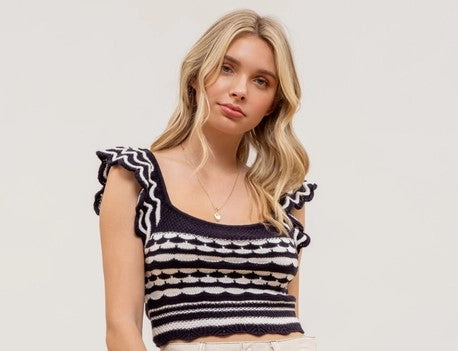 Navy Crop Knit