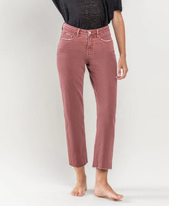 Wine Crop Straight Jeans