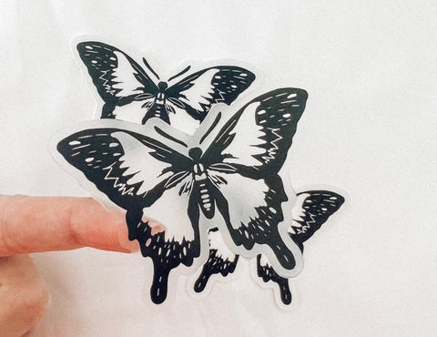 Clear Black Butterfly Sticker